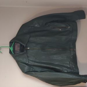 Leather jacket, green, Petite XL